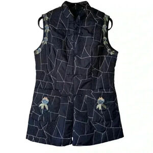Vintage Asian  quilted embroidered vest